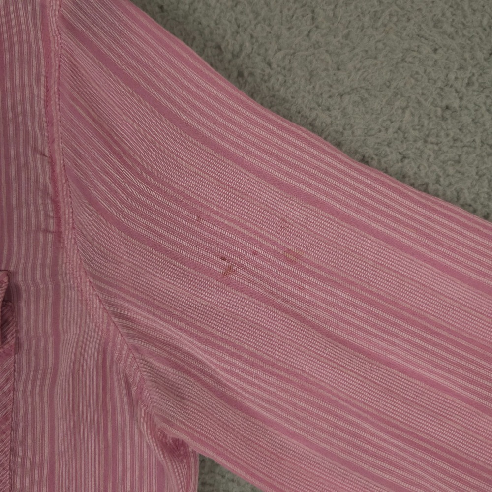 Chicos Shirt Womens 0 US Small Pink Striped Silk Linen Blend Button Up Casual - Picture 8 of 9